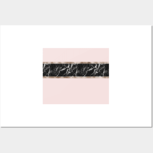 Strawberries and cream - black marble & rose gold Posters and Art